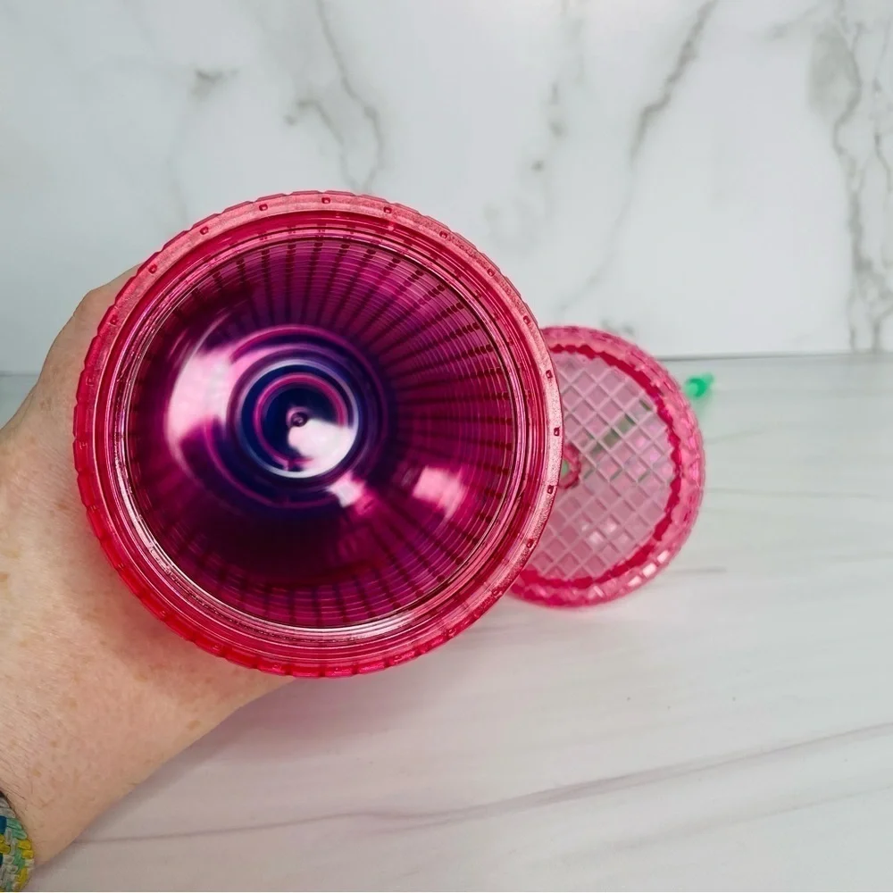 Starbucks 2022 Watermelon Pink Purple Gradient Ombre Grid 24oz Venti Tumbler Cup